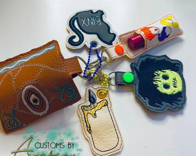 3 Witches Keychain Halloween keychains Machine  Pocus Chapstick Sanitizer Holder