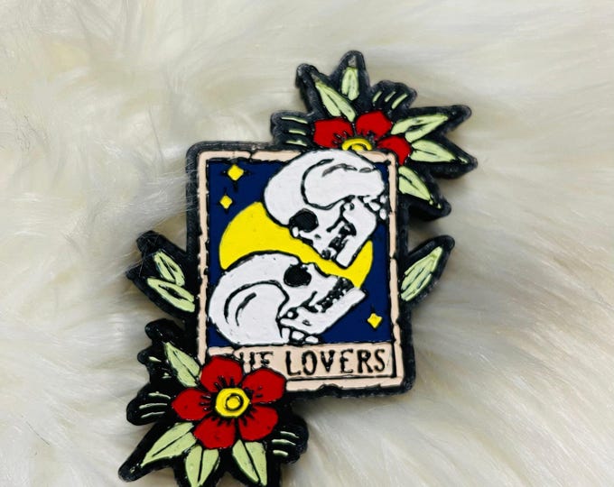 Lovers Tarot Freshie - Auto Air Freshener - Gypsy Vibe Skull Decor, Car Charm Hanging Ornament