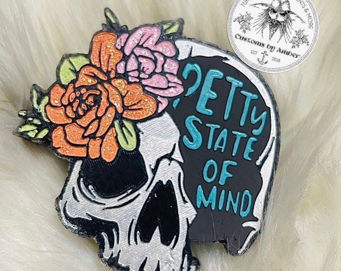 Skull Flower Freshie: Gothic Aroma Beads | Flowered Car Decor - Unique Floral Air Freshener Accessory