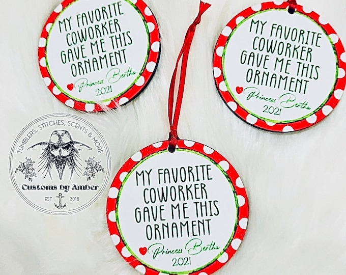 Custom MDF Ornament, Personalized Wood Keepsake, Glossy Holiday Decor, Funny Coworker Gift