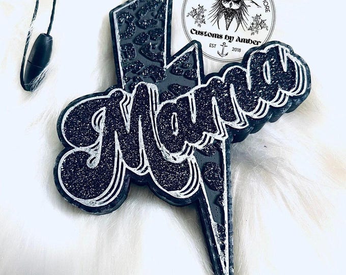 Mama Lightning Bolt Car Freshie, Leopard