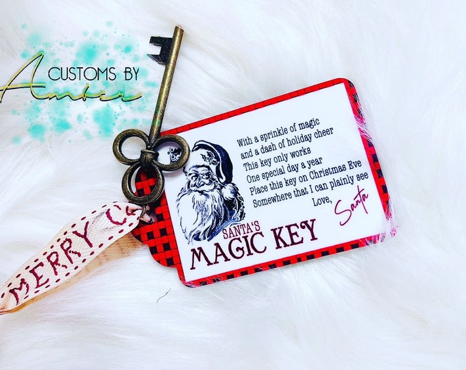 Personalized Santa Magic Key Ornament, MDF Wood Christmas Tradition Stocking Stuffer