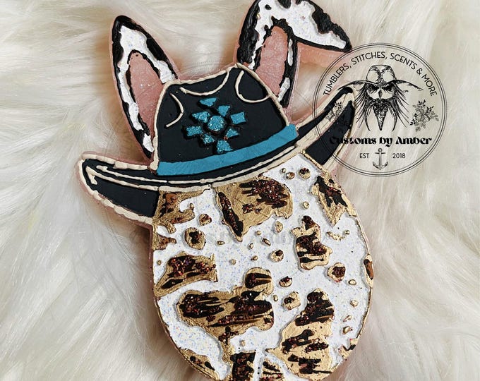 Western Easter Bunny Car Freshie: Handmade Cowboy Decor
