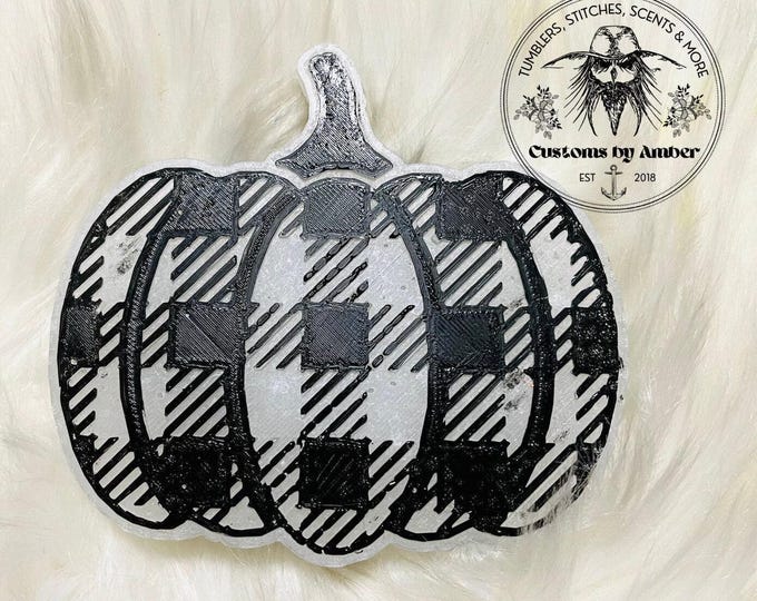 Fall Pumpkin Freshie, Buffalo Plaid Hanging Ornament | Aroma Beads | Autumn Car Accessory
