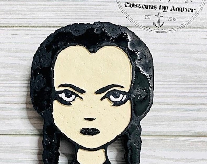 Goth Girl Car Freshie: Spooky Handmade Aroma Beads Accessory (Quick-Clip Hanger)