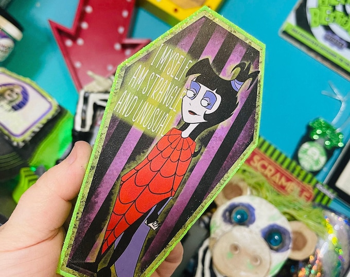 Coffin Freshie, Gothic Hanging Decor - Aroma Beads, Glow In The Dark Splatter - Horror Movie Car
