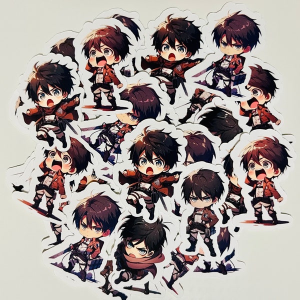 Attack On Titan Stickers, Eren Yeager, Cute Eren Yeager, Cool Eren Yeager, Chibi Eren Yeager Stickers. Chibi Anime Stickers, Anime Decals