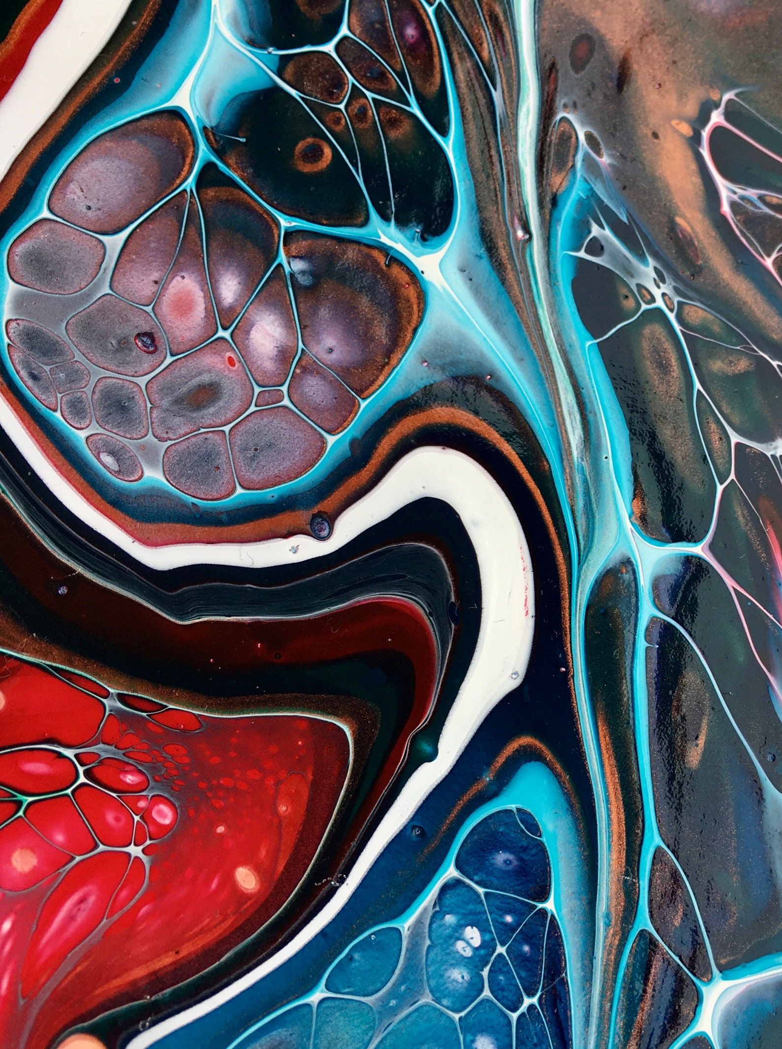 Art Deco style acrylic painting multi coloured stretched Bloom Etsy