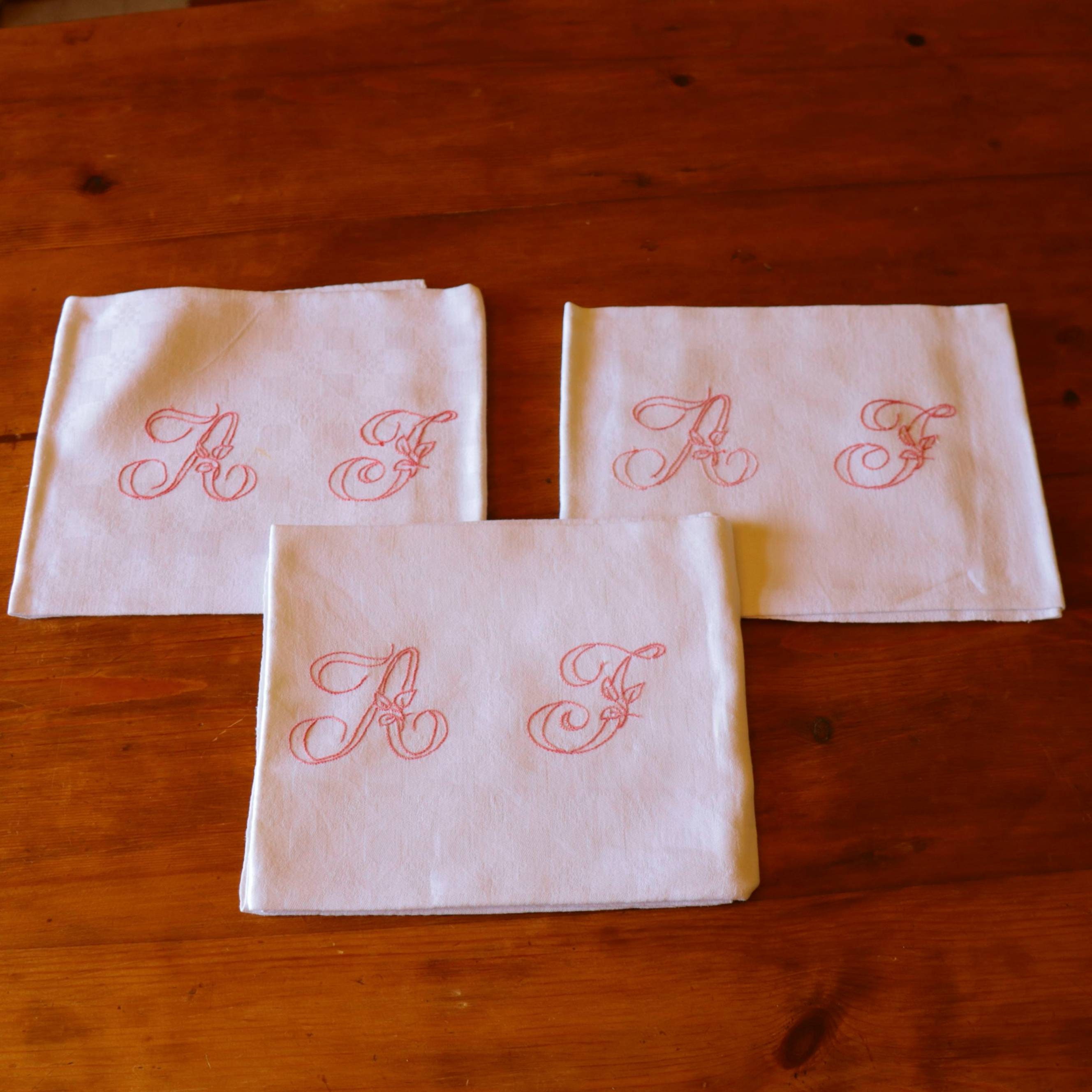 Serviettes en Coton Français Antique - Af Monogram X3