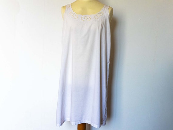 Antique Vintage French Classic Slip, Soft White C… - image 4