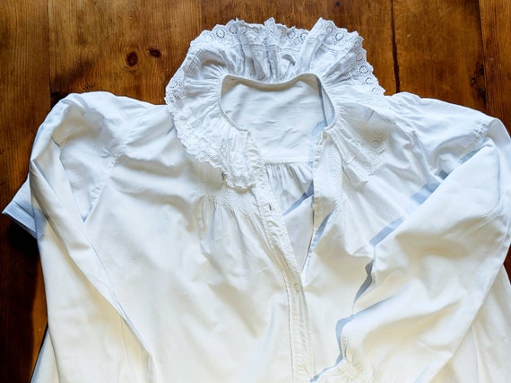 Antique French Chemise Long Nightdress, Fine Cotto