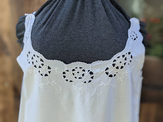 Vintage French Cotton Slip, Soft White Cotton, Bro