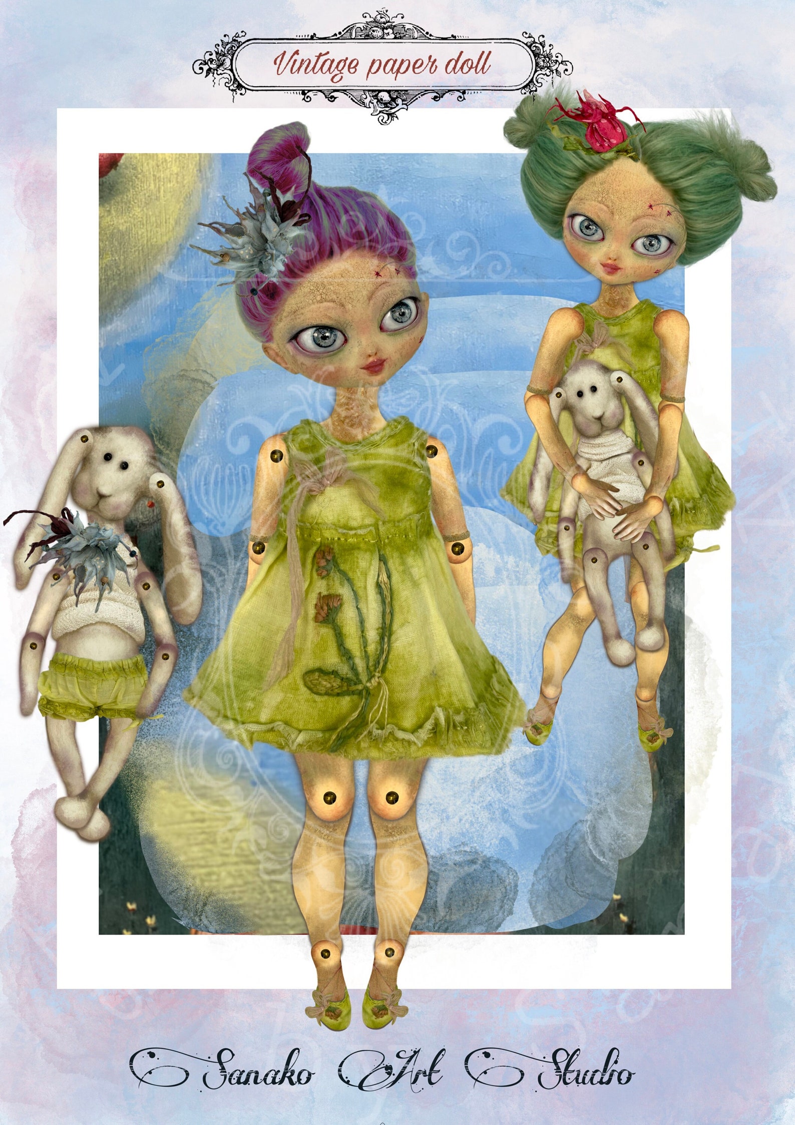 Articulated Paper Art Dolls. Printable Paper Doll. PDF Paper Dolls