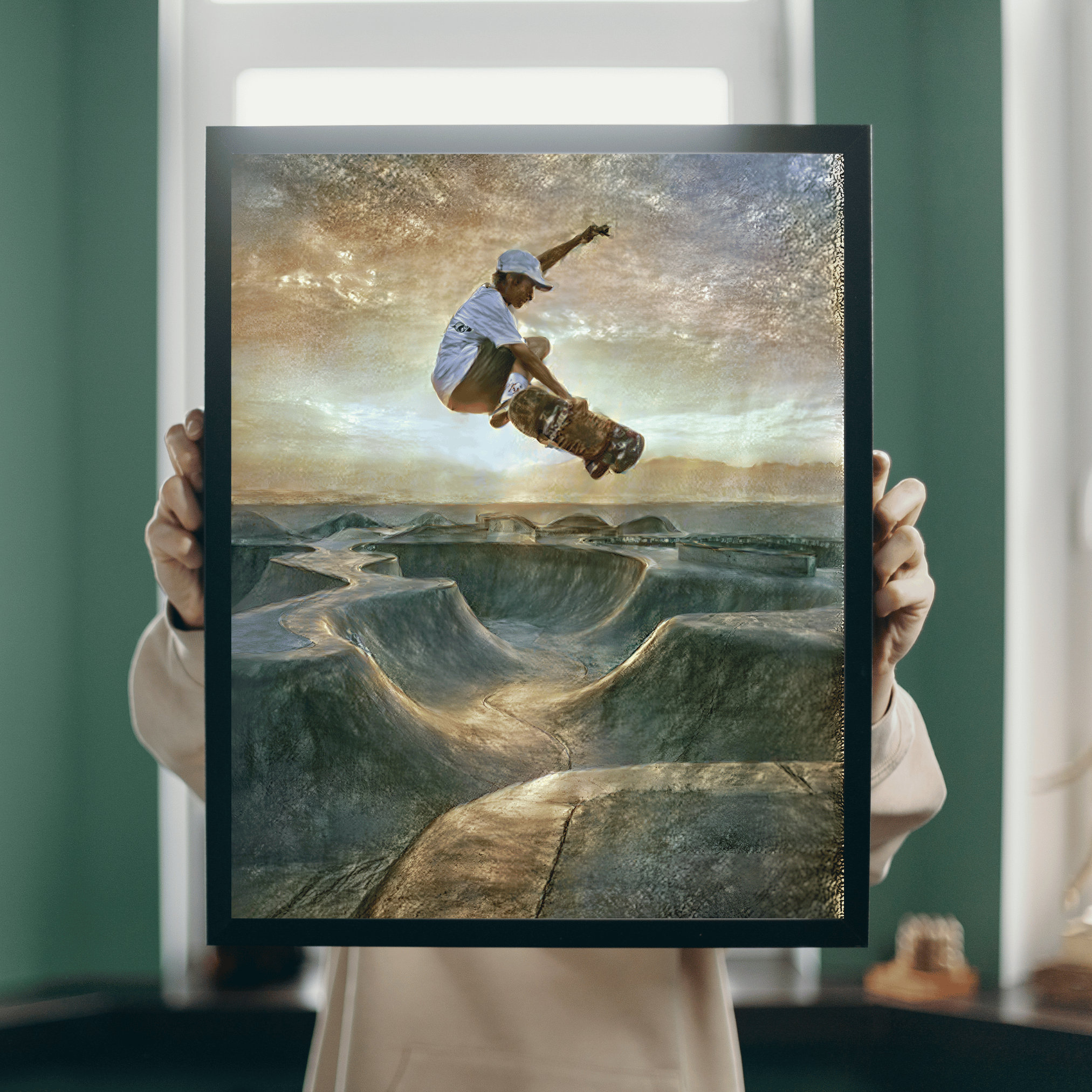 Video game character skateboard deck collection showing professional digital artwork