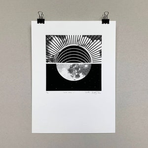 Sun and Moon Art Print: Black Silkscreen, Limited Edition (8x10 inches)