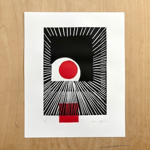 Circles and Squares - Linocut Print: Limited Edition Handmade Print (8x10 inches)