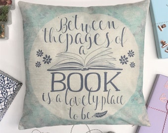 Bookish Cushion Cover - Cotton - Literary gift - bookish gift - throw pillow cover - 45cm x 45cm