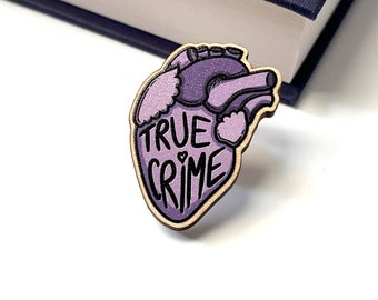 Wooden pin - True Crime  - Bookish Pin Badge - Gift for Reader - Gift for Book Lover - True Crime Addict