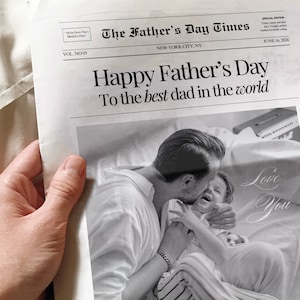Modelo de jornal para o Dia dos Pais, Cartão para o Dia dos Pais, Presente personalizado para o Dia dos Pais, Jornal editável, Presente para ele, Cartão de felicitações para o pai