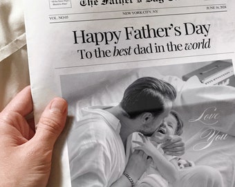 Father's Day Newspaper Template, Father's Day Card, Personalized Father's Day Gift, Editable Newspaper, Gift for Him, Greeting Card For Dad