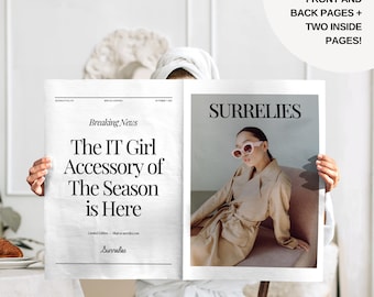 Canva Business Newspaper Template, Business Announcement Newspaper Template, Edit Large Newspaper Announcement, New Business announcement