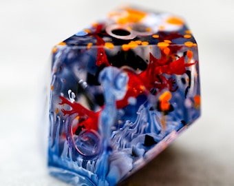Coral Fiend: Handmade Sharp-Edge Dice TTRPG, DND, Pathfinder - Painted to Order