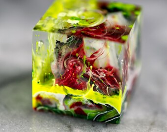 Bright Venom: Handmade Sharp-Edge Dice TTRPG, DND, Pathfinder - Painted to Order