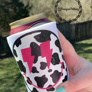 Smiley Face Koozies, Cow Print Koozie, Cheetah Print Koozie, Personalized Koozies, Summer Koozies