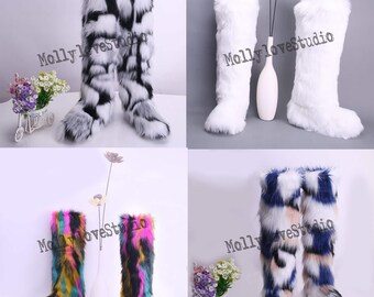 Multi Color Over Knee Snow Boots, Warm Snow Boots for Women. Winter Boots