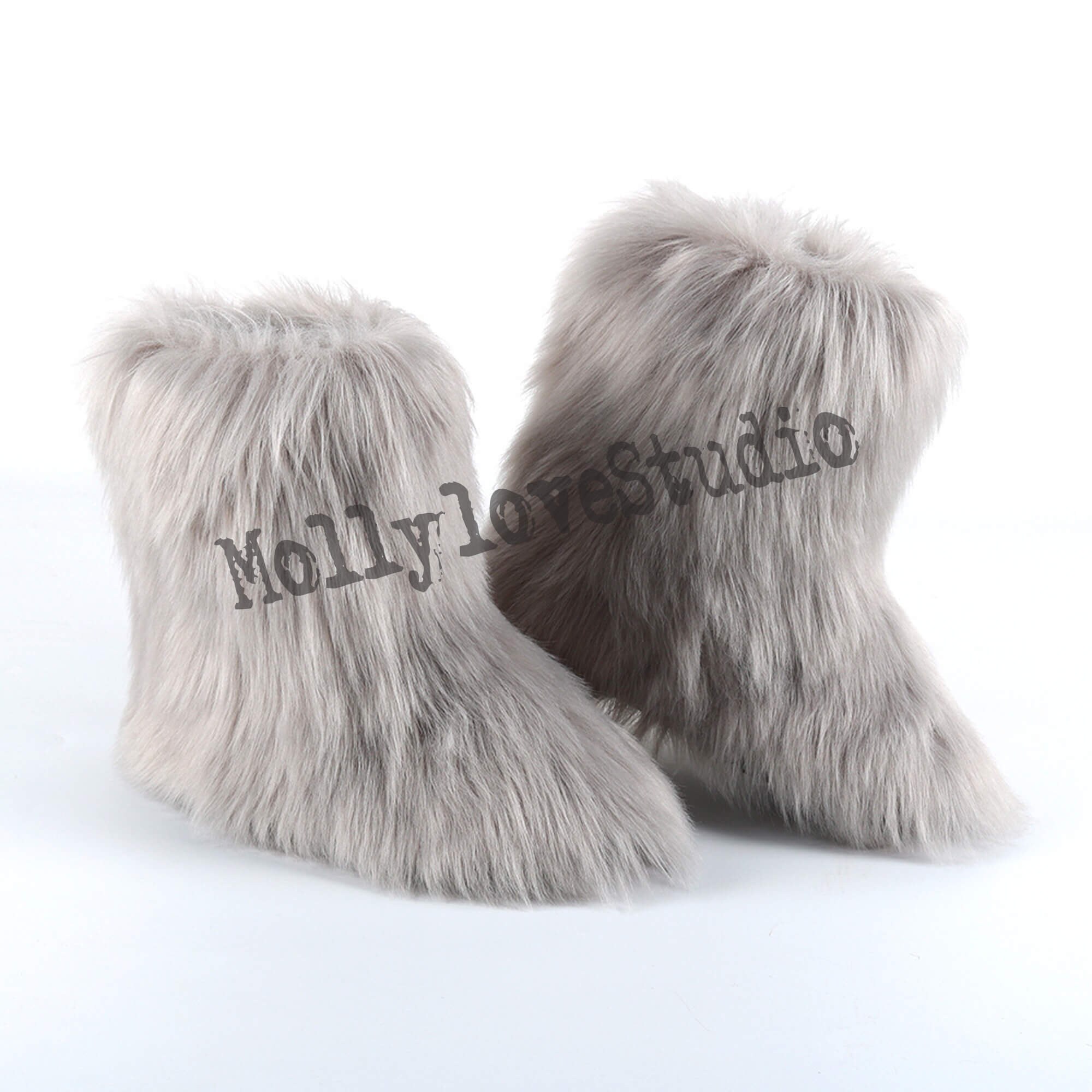 Multi Colors Fluffy Boots Faux Fur Boots Winter Boots for - Etsy
