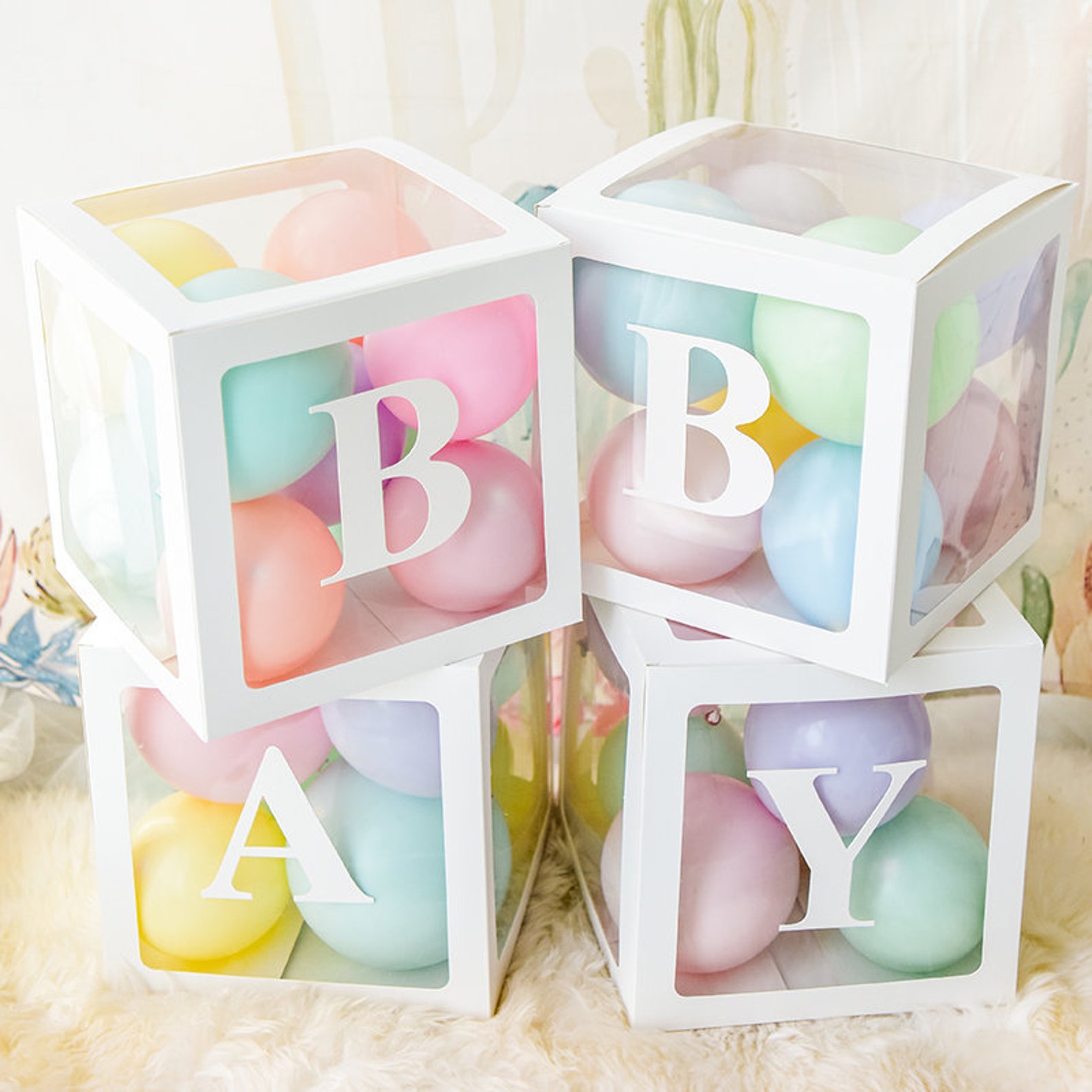 4pcs Baby Transparent Balloon Box Storage Party Decor Etsy