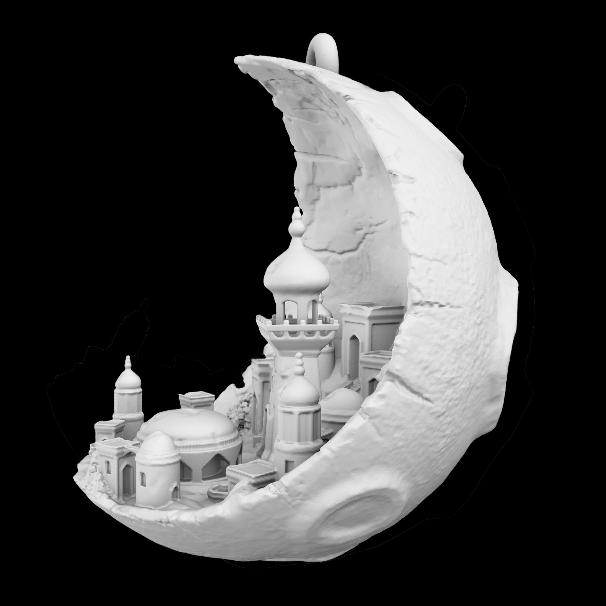Moon City Filigree Desk Ornament Filigree Lighting 3D Printed Sculpture  Gift Idea 