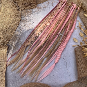 Warm blonde, soft pinkdreadlocks extensions| crochet synthetic double ends/single ends dreads with jewelry