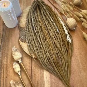 Warm blond color synthetic hair dreadlocks extensions| textured crochet double ends/single ends dreads with boho style jewelry