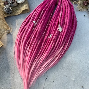 Flamingo pink- light pink ombre smooth, soft and light weight synthetic hair double ends/single ends dreadlocks
