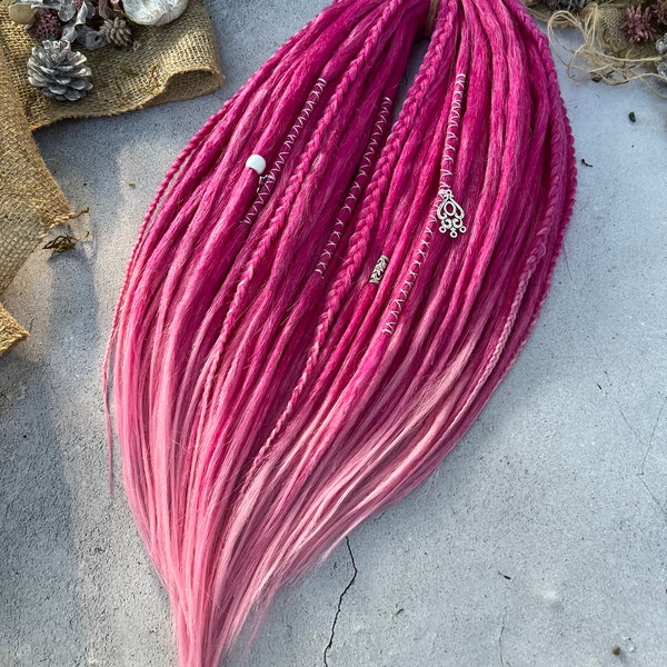 Flamingo pink- light pink ombre smooth, soft and light weight synthetic hair double ends/single ends dreadlocks