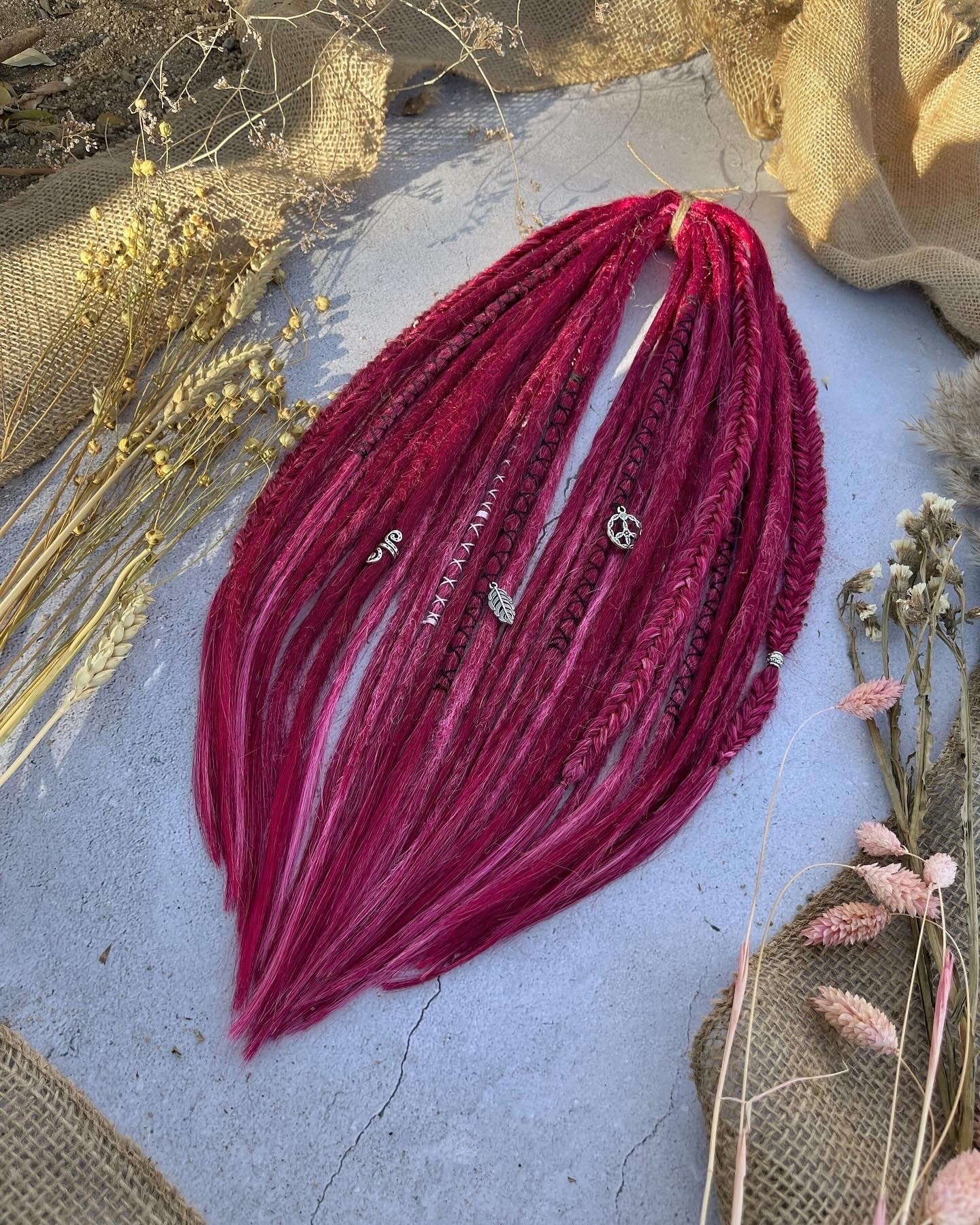 Prima R Dread Meroon Color Maroon Pink Color Synthetic Hair Dreadlocks Extensions| Crochet Smooth ...