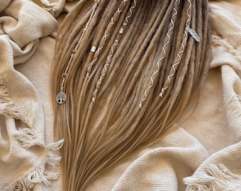 Dreadlocks extensions natural blonde ombre color| smooth, light weight, crochet synthetic double ends/single ends boho style dreads