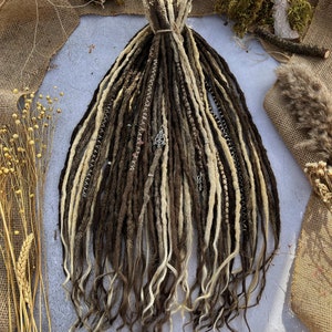 Brown, blonde synthetic dreadlocks extensions| textured, crochet synthetic double ends/single ends boho style dreads with jewelry