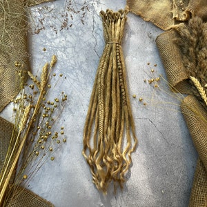 Natural warm blond color synthetic hair dreadlocks extensions with wavy ends| smooth light weight double ends/single ends decorated dreads
