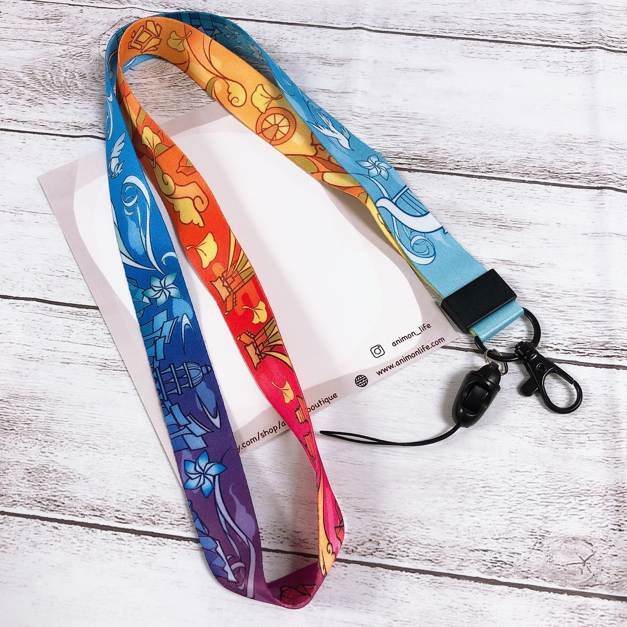 Handcrafted, Artisan Jewellery Genshin Impact Inazuma Mondstadt Liyue Lanyard Keychain Card