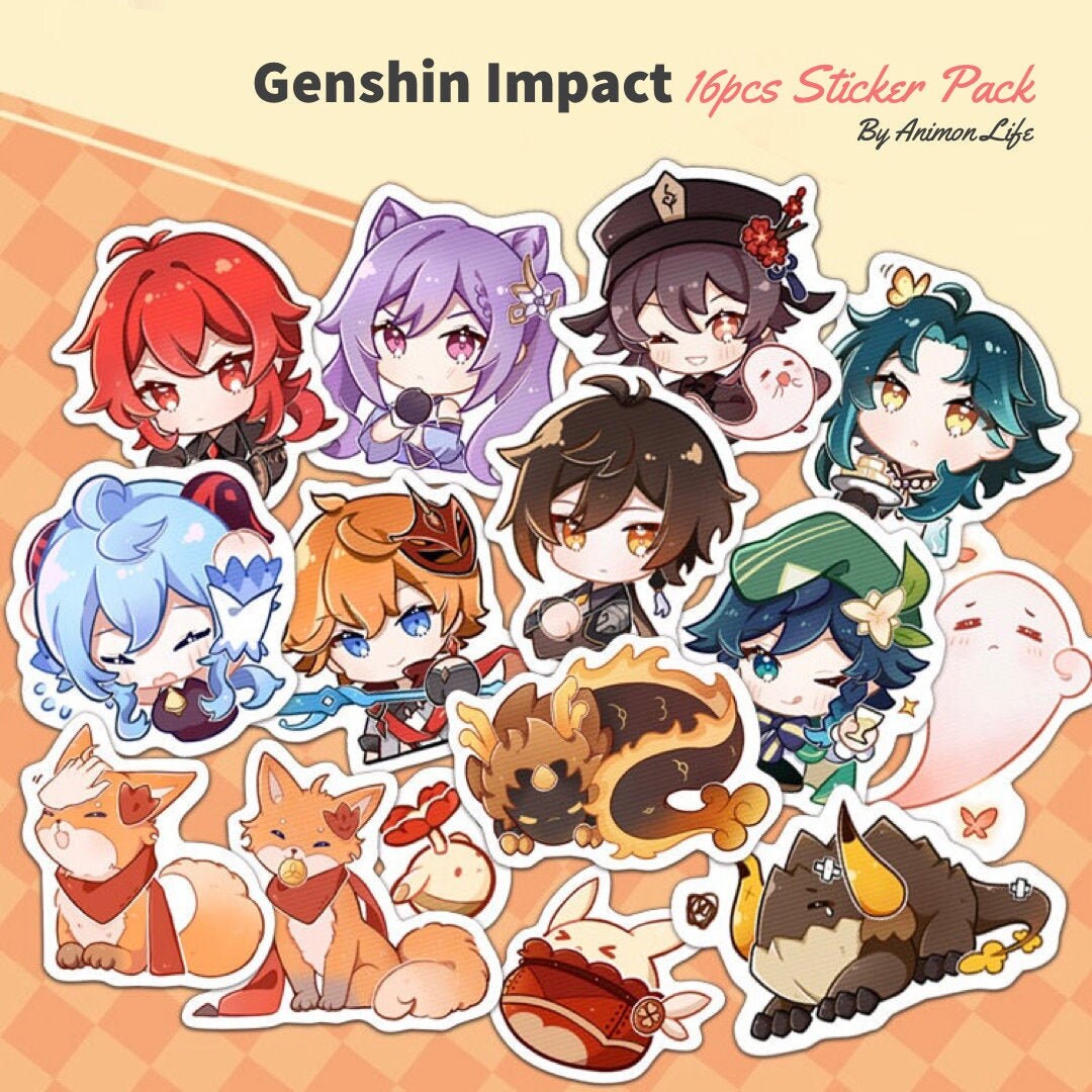 16pcs Genshin Impact Decal Vinyl Stickers Set Pack Azhdaha | Etsy