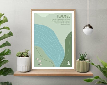 Lámina de arte cristiano del Salmo 23: El Señor es mi pastor (Descarga digital)