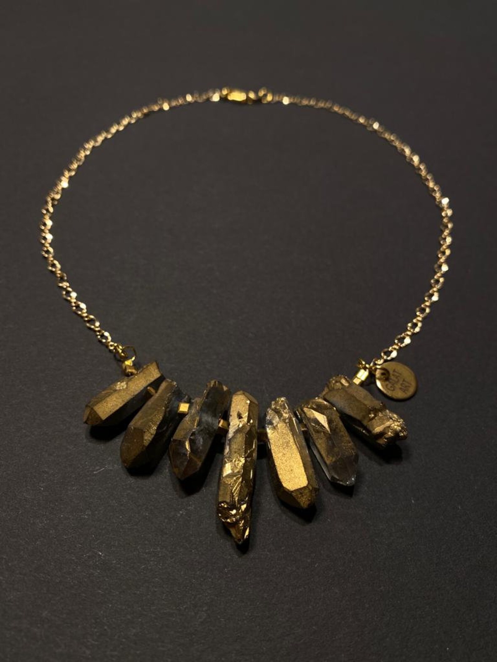Natural Raw Golden Quartz Crystals Necklace With 18K Gold Etsy