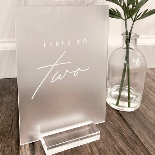 Frosted Acrylic Table Numbers With Stand Wedding Signs Etsy