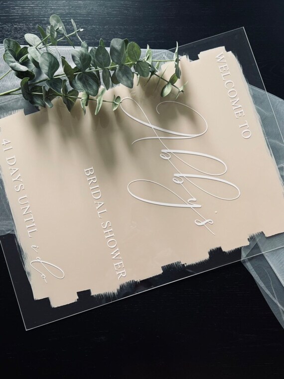 Acrylic Wedding Bridal Shower Sign Brushed Stroke Etsy