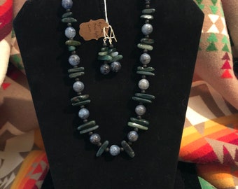 Moss agate necklace set