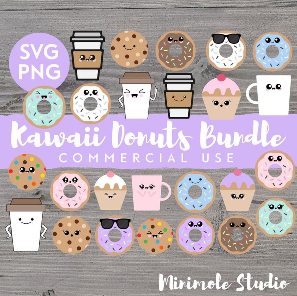 Download Donut SVG Bundle Coffee Cup SVG Cute Food Clipart | Etsy