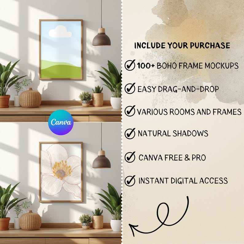 100+ Canva Boho Frame Mockup Bundle – Drag and Drop Wall Art Templates ...