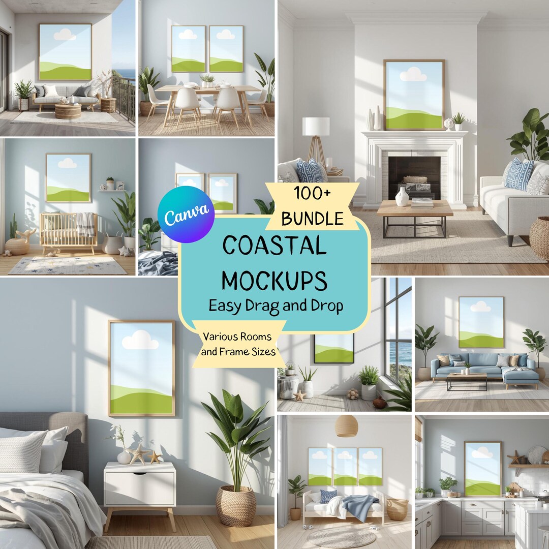 100+ Canva Beach Coastal Frame Mockup Bundle – Drag and Drop Wall Art ...